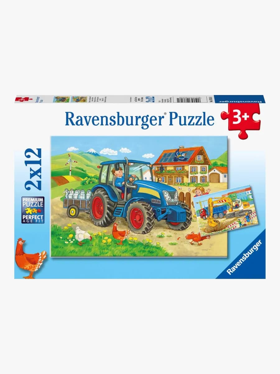 Ravensburger Pussel Traktor Och Grävmaskin 2x12 Bitar