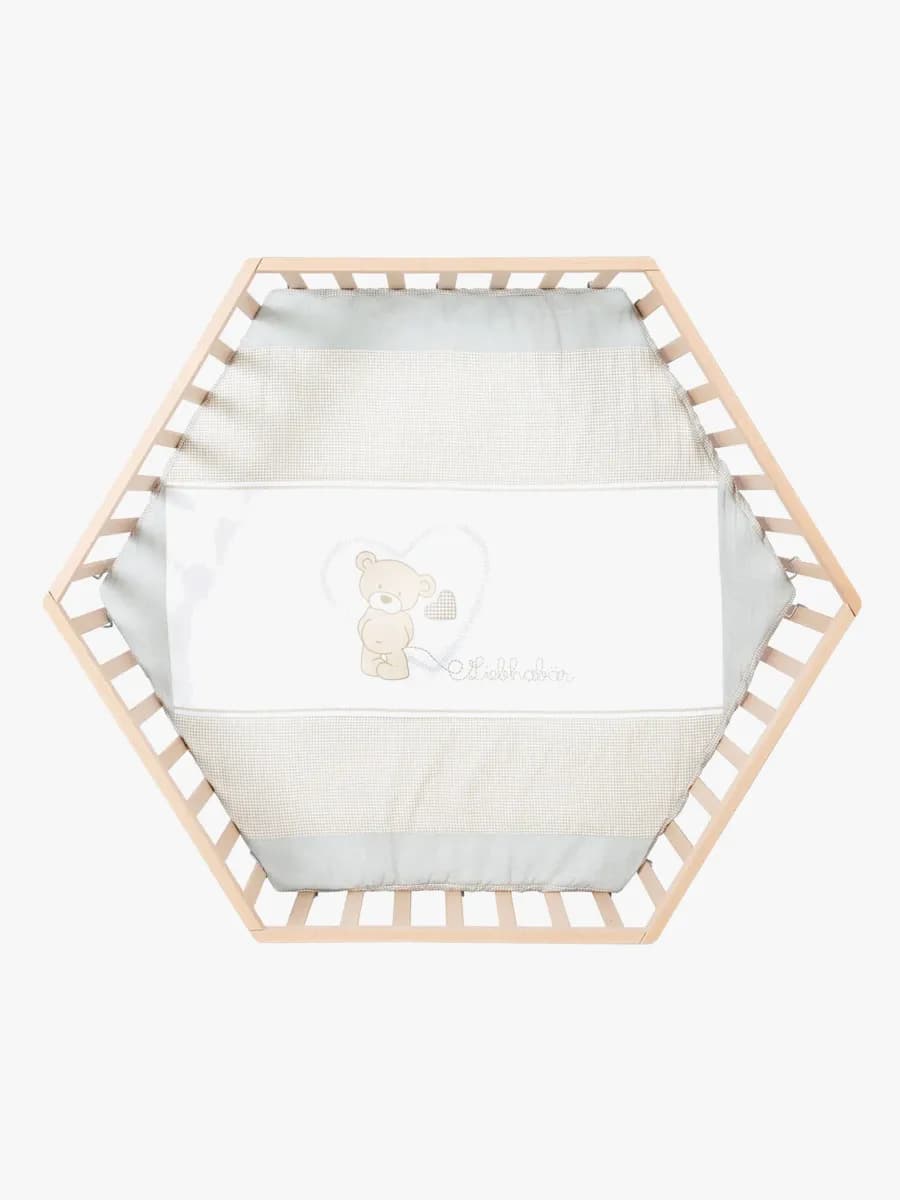 Roba Hexagon Lekhage med Hjul, Beloved Bear Natural Wood