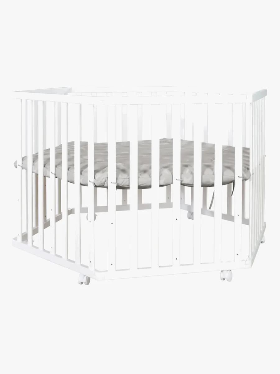Roba Hexagon Lekhage med Hjul, Little Stars White