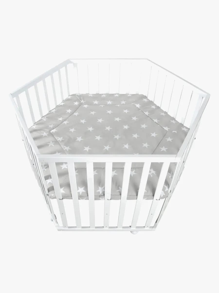 Roba Hexagon Lekhage med Hjul, Little Stars White