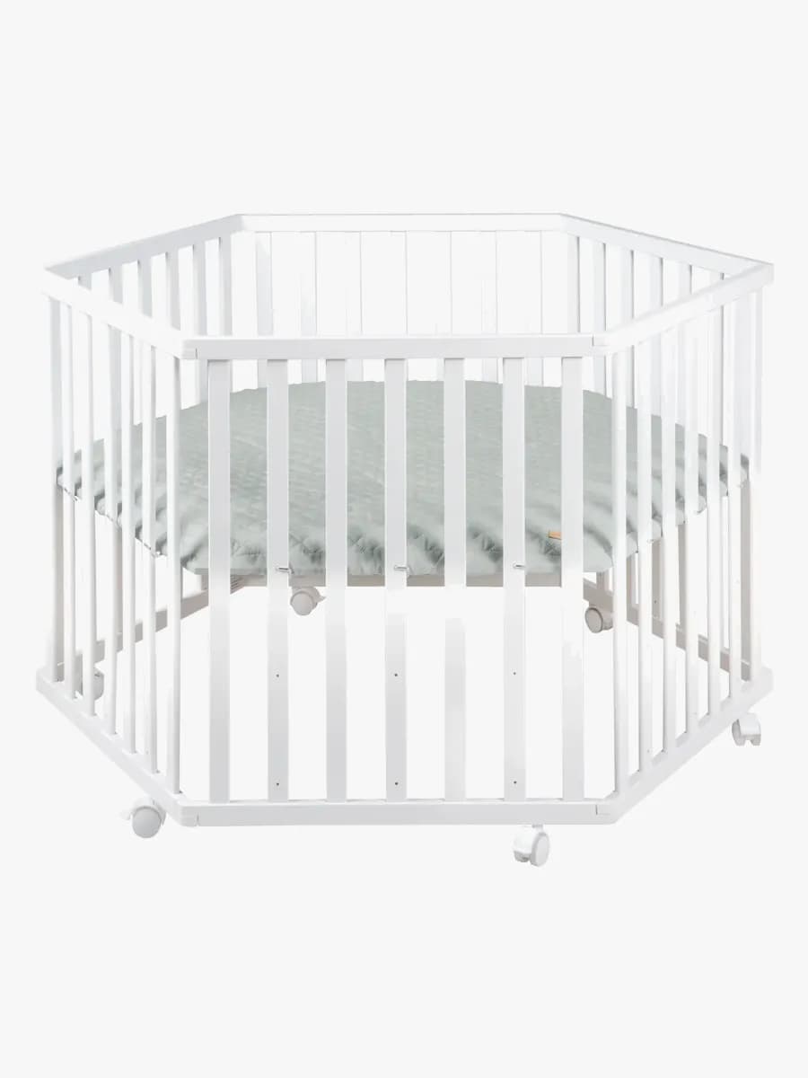 Roba Hexagon Lekhage med Hjul, White &  Green