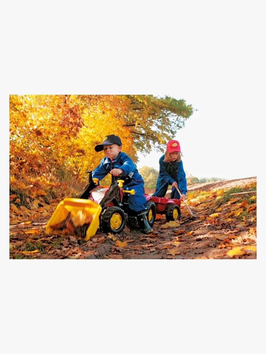 Rolly Toys Kid-X Tramptraktor med Grävskopa &  Släp, Röd