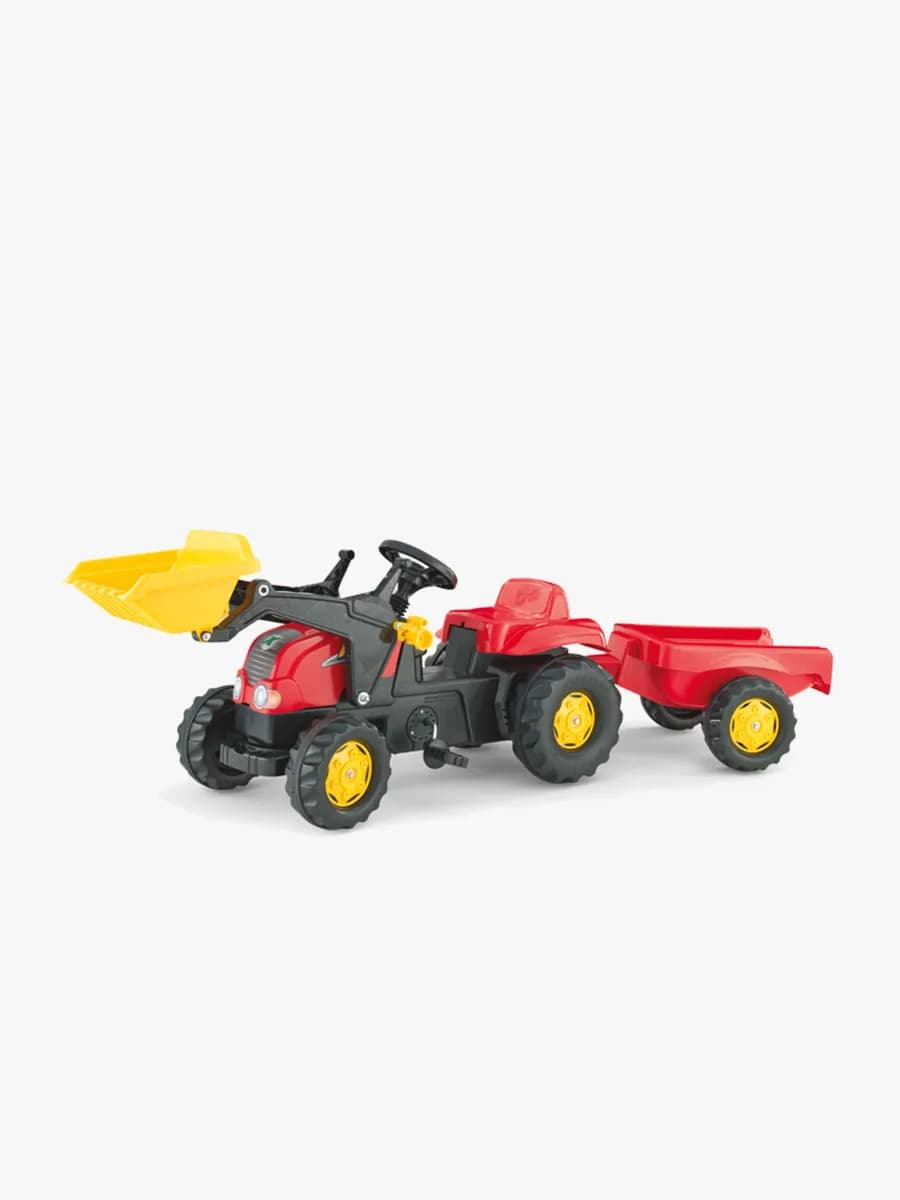 Rolly Toys Kid-X Tramptraktor med Grävskopa &  Släp, Röd