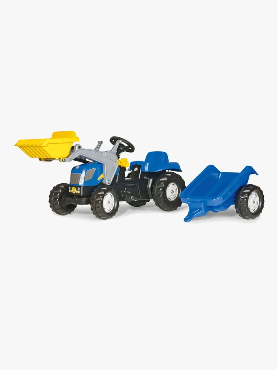 Rolly Toys Traktor med Grävskopa+Släp Kid NH Blå