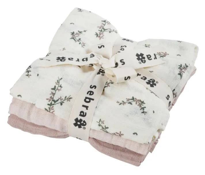 Sebra muslinfilt 3-pack, powder blossom rose