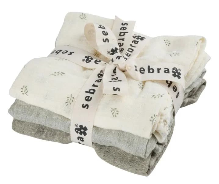 Sebra muslinfilt 3-pack, sophora leaves/mist green