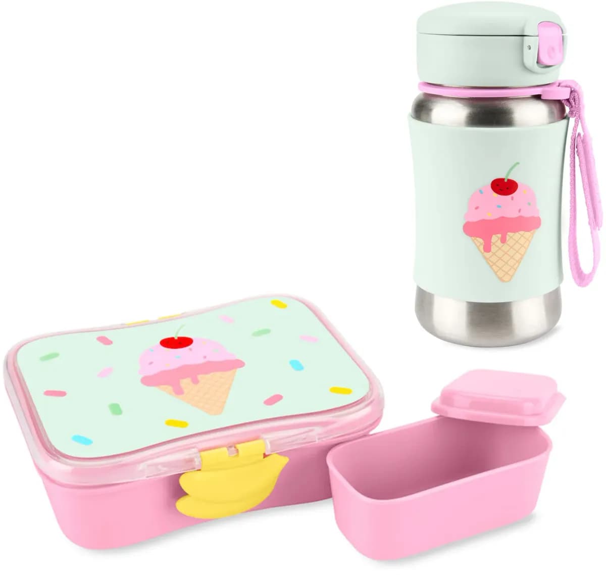 Skip Hop Spark Style Matlåda och Flaska, Glass Rosa