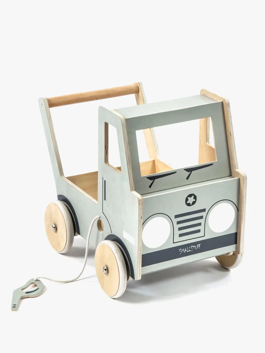 Smallstuff Lära-Gå-Vagn Truck I Trä, Grå