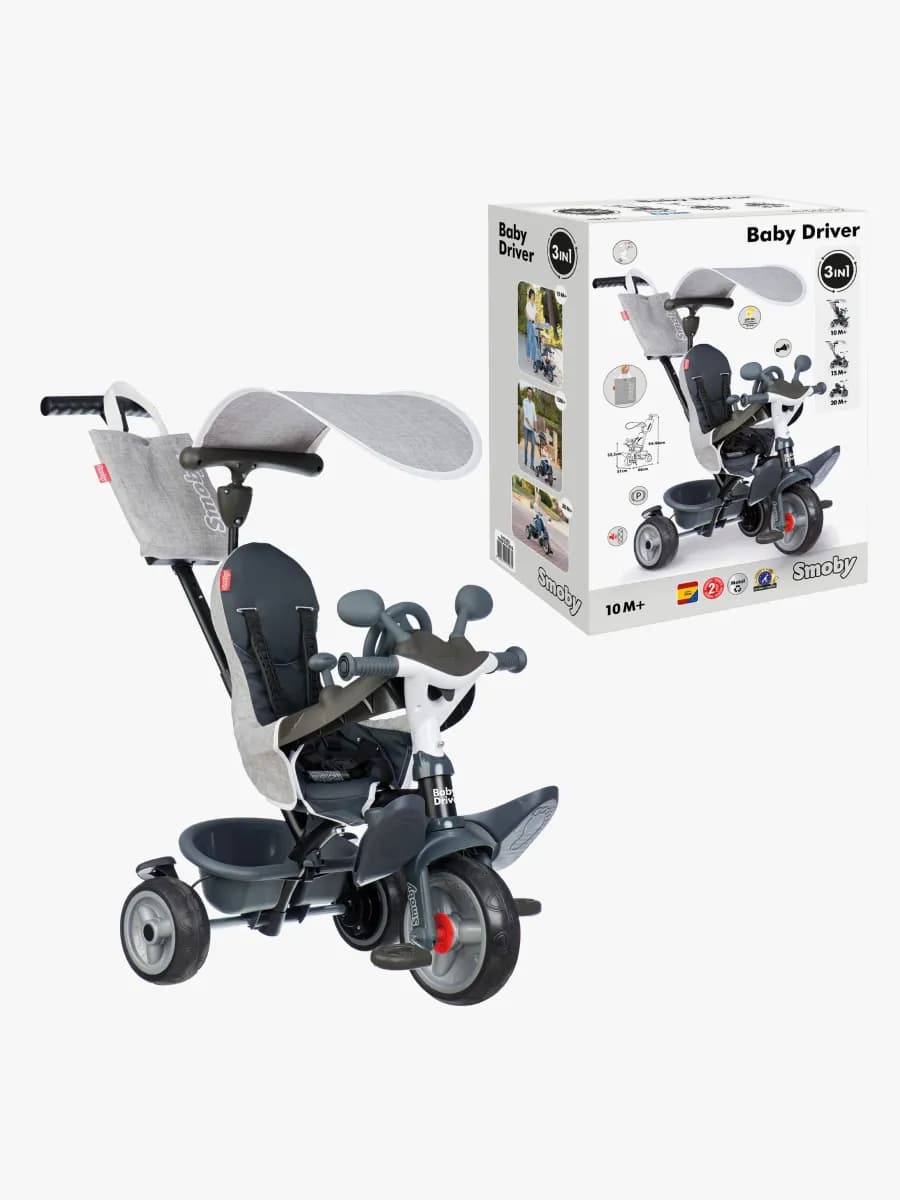 Smoby Baby Driver Trehjuling Plus, Grå
