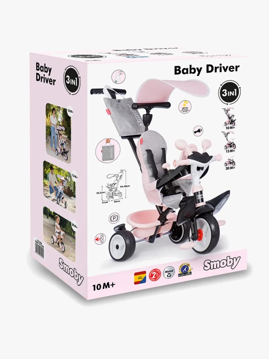 Smoby Baby Driver Trehjuling Plus, Rosa