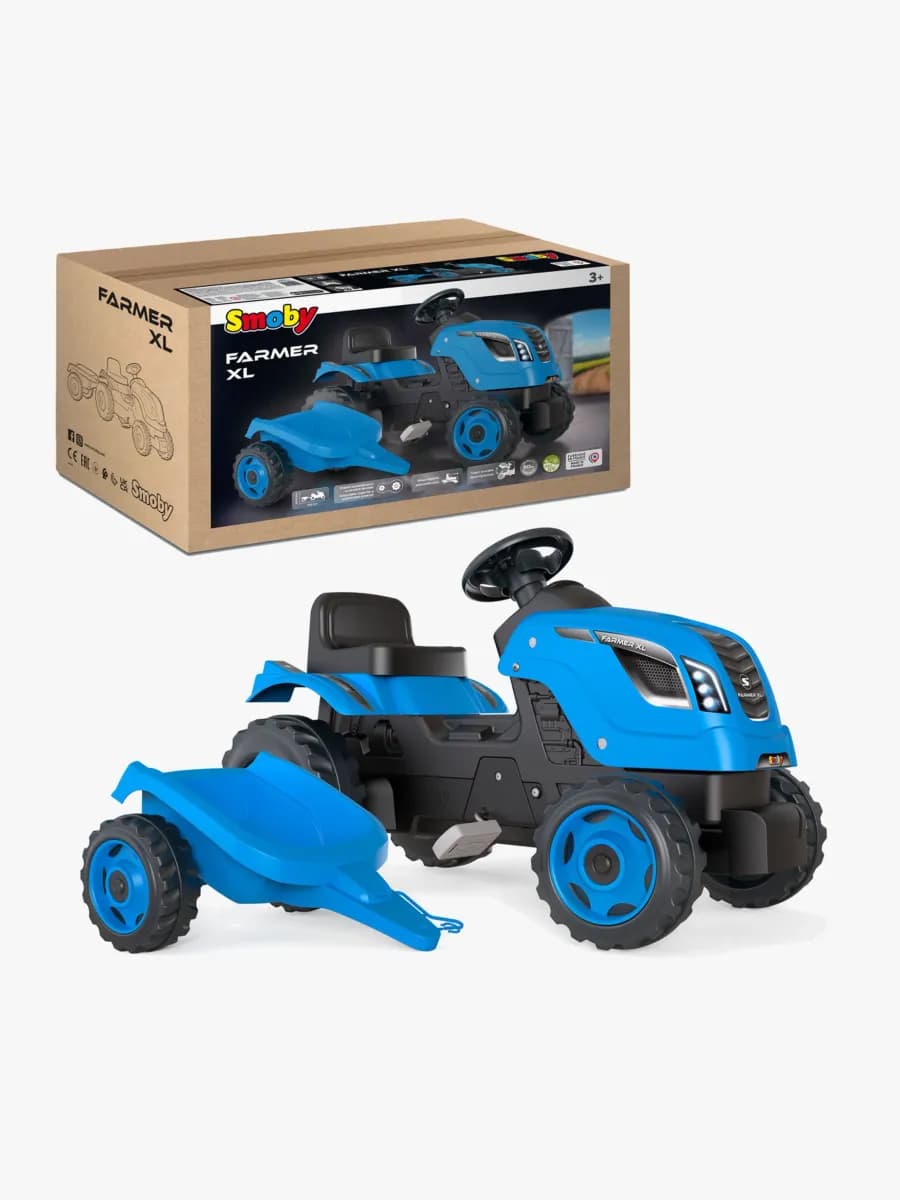 Smoby  Farmer Traktor XL + Släpvagn, Blå