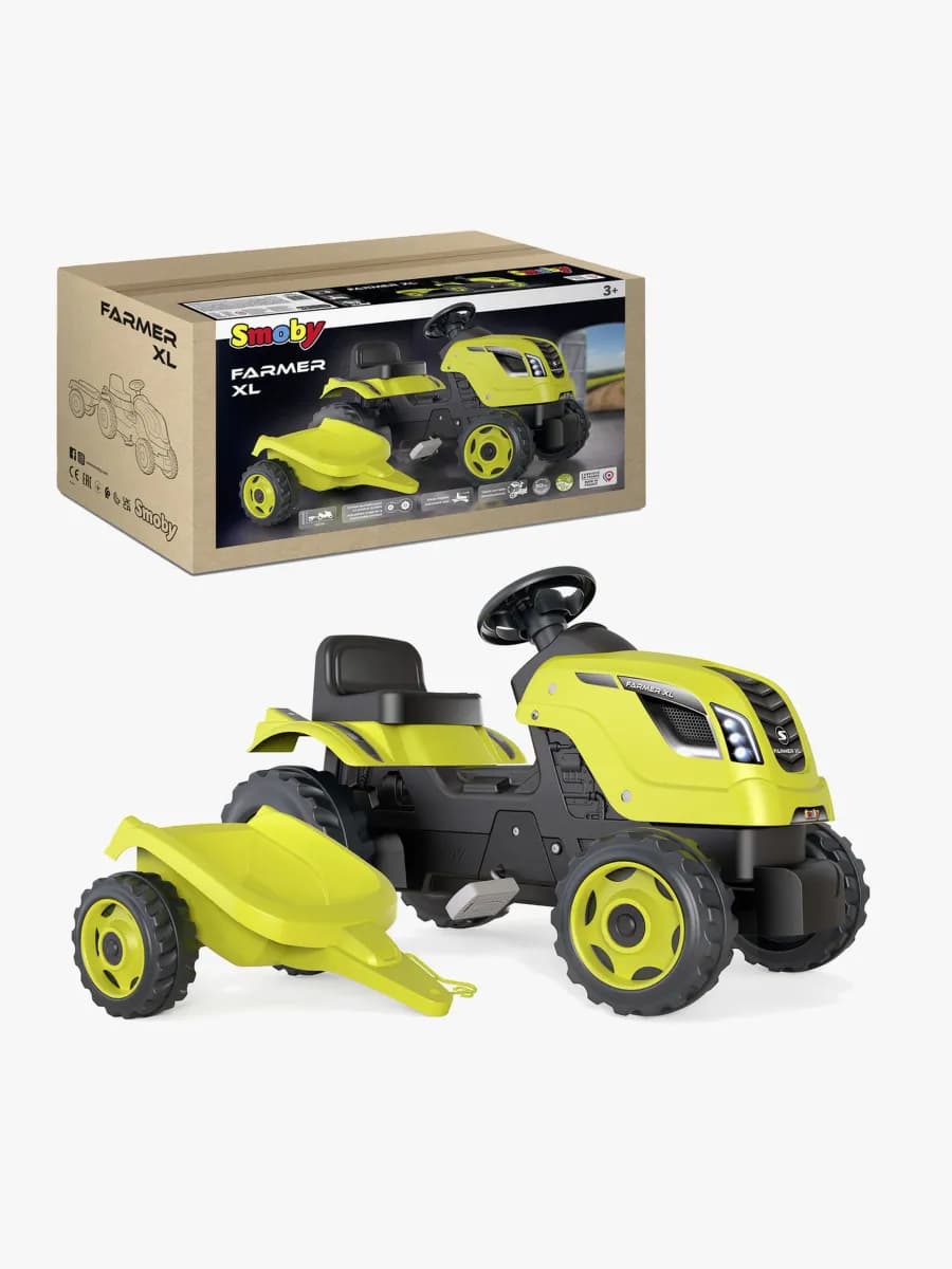 Smoby  Farmer Traktor XL + Släpvagn, Grön