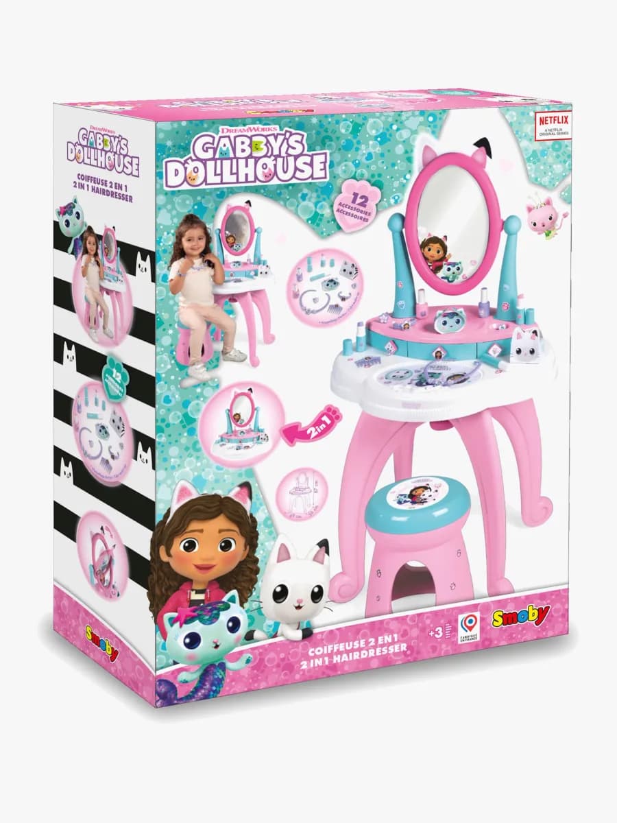 Smoby Gabby's Dollhouse 2-i-1 Sminkbord med Pall
