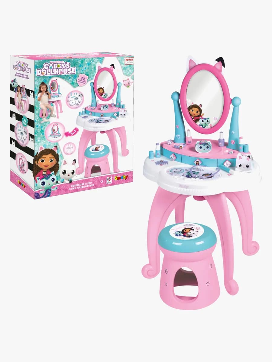 Smoby Gabby's Dollhouse 2-i-1 Sminkbord med Pall