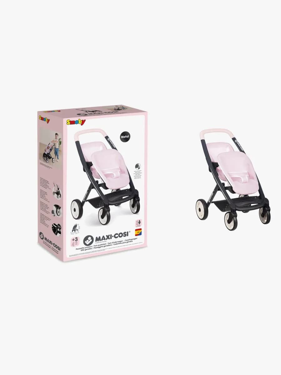 Smoby MAXI-COSI Tvillingvagn, Rosa