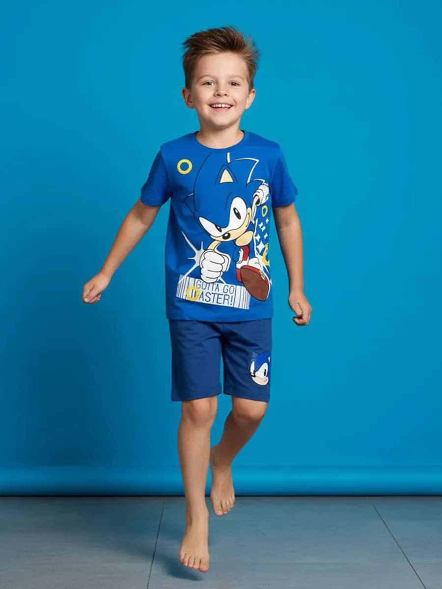 Sonic T-shirt &  Shorts Set, Blå, 140-146