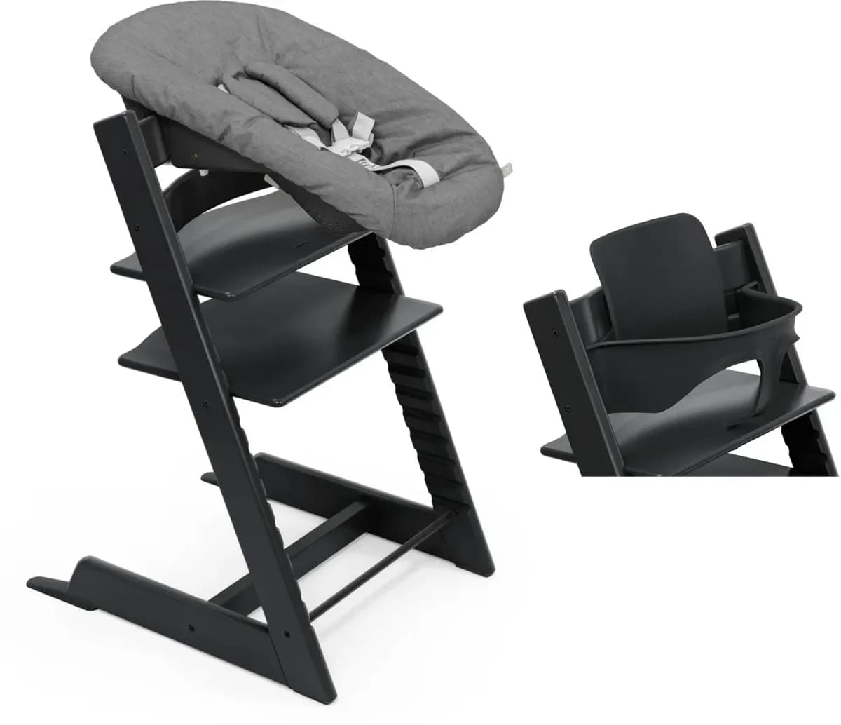 Stokke Tripp Trapp Stol och Babyset Black inkl Newborn Set (Anthracite)