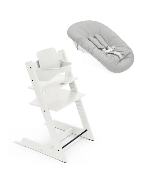 Stokke Tripp Trapp Stol och Babyset White inkl Newborn Set (Grey)