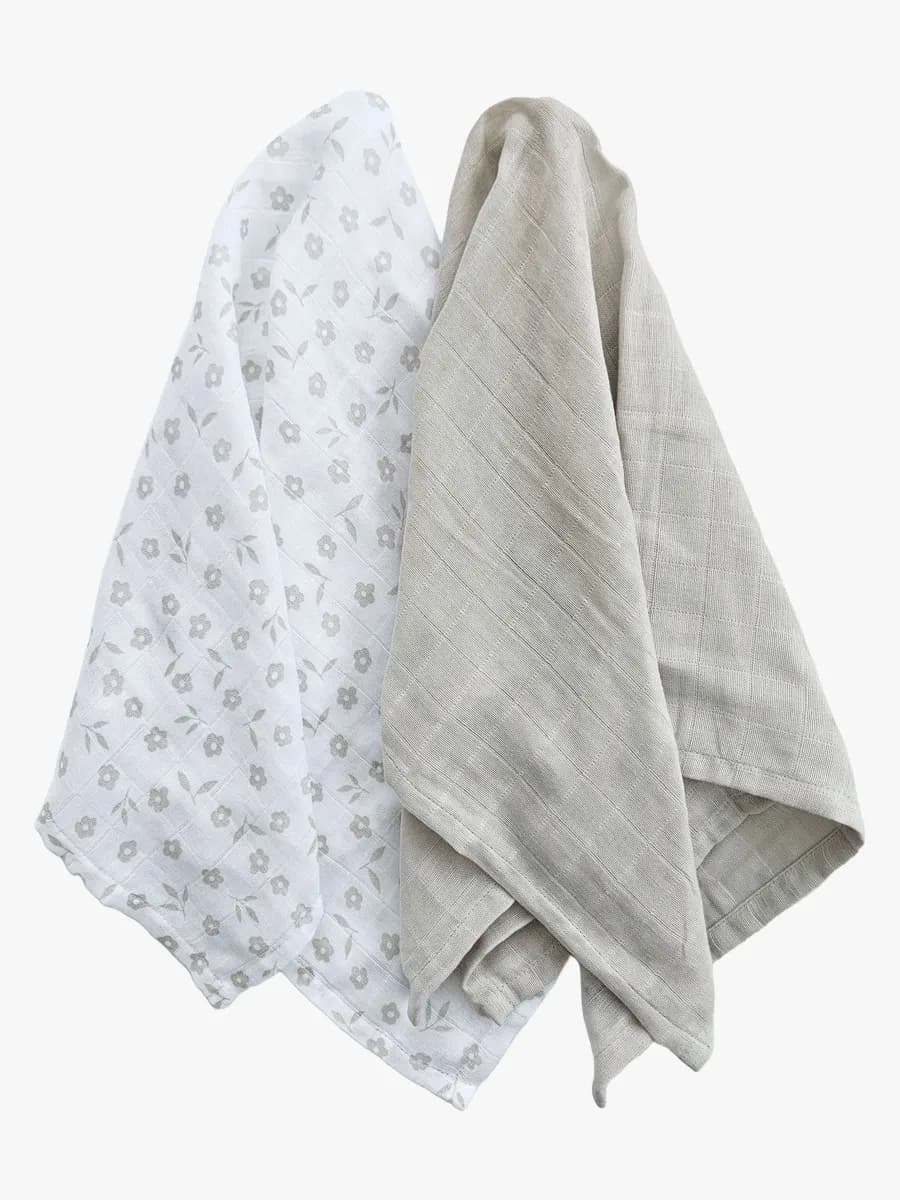 Summerville Organic Muslinfilt 2-Pack, Petal/Silver Grey
