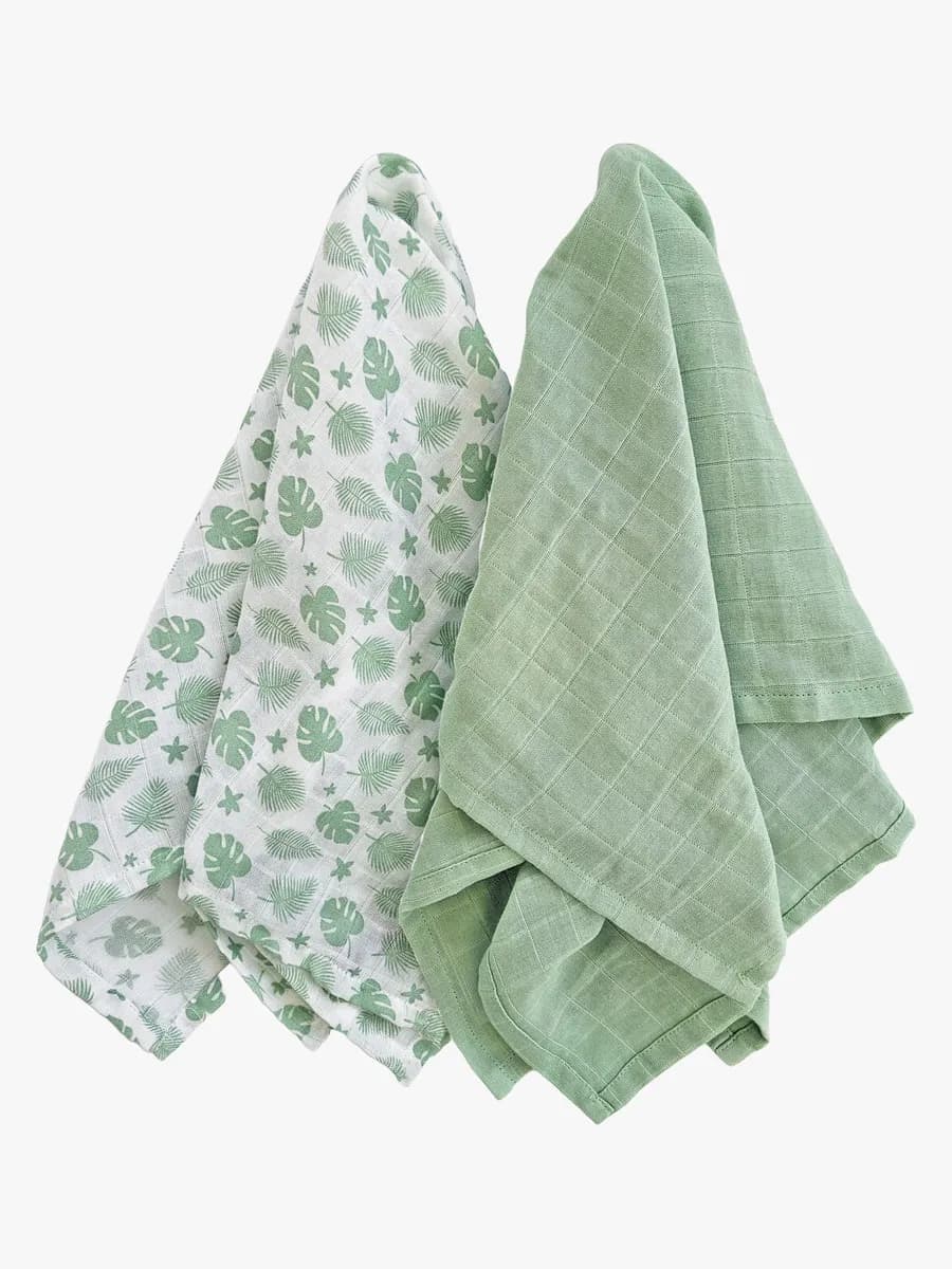 Summerville Organic Muslinfilt 2-Pack, Tropical/Green