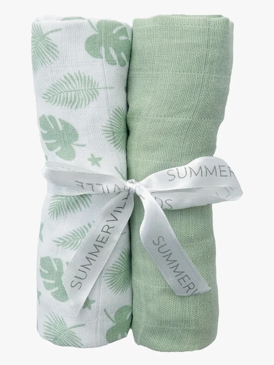 Summerville Organic Muslinfilt 2-Pack, Tropical/Green