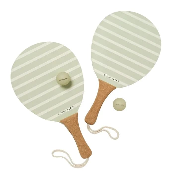 Sunnylife Vintage Strandtennis-set La Palma (Sage Stripe)