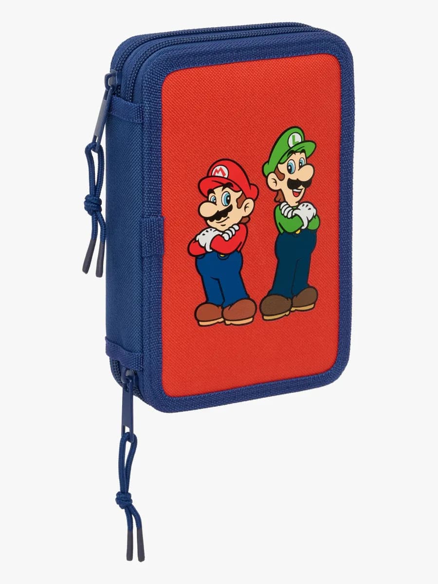 Super Mario  Fyllt Trippelpennfodral 37 Delar, Navy