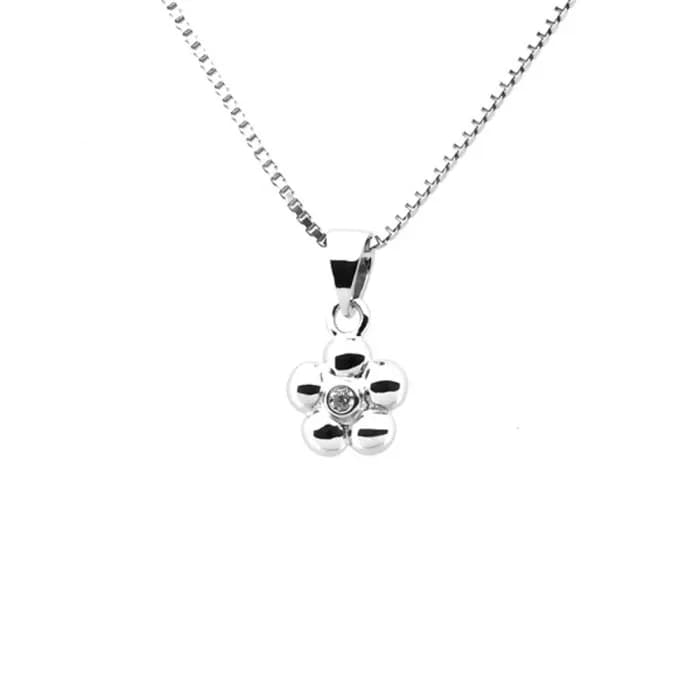 Sweethearts Barnhalsband i silver (Liten blomma med sten)