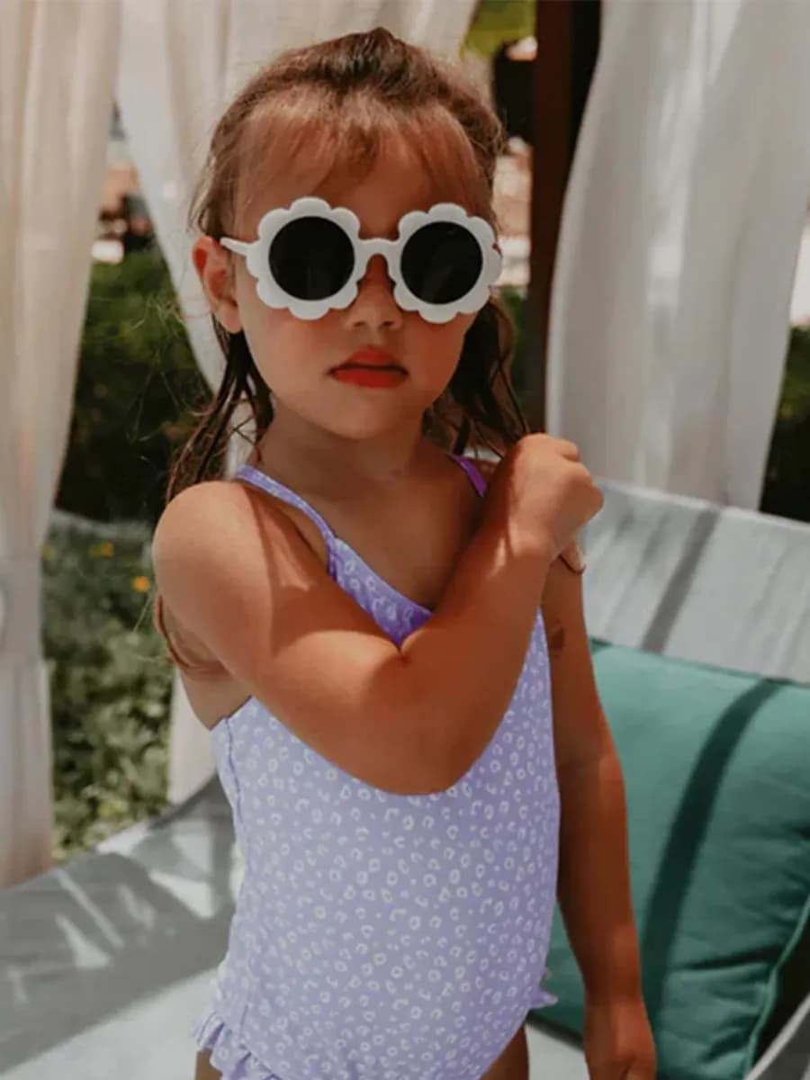 Swim Essentials Baddräkt, Lila Leopard, 134-140