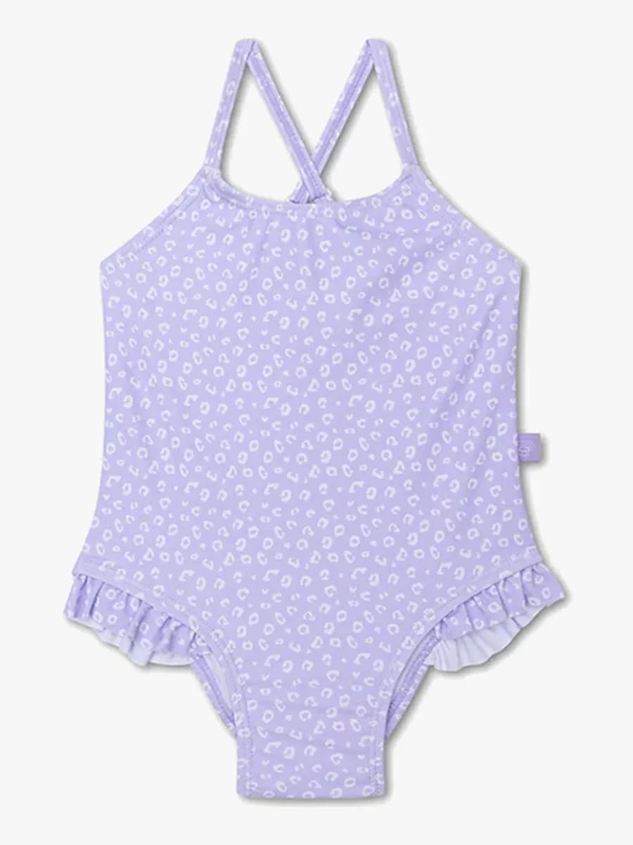 Swim Essentials Baddräkt, Lila Leopard, 134-140
