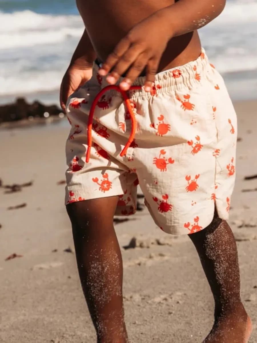 Swim Essentials Badshorts, Crabby Red/Beige, 134-140