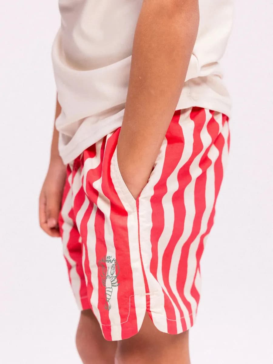 Swim Essentials Badshorts, Lobster Stripe Beige/Red, 122-128