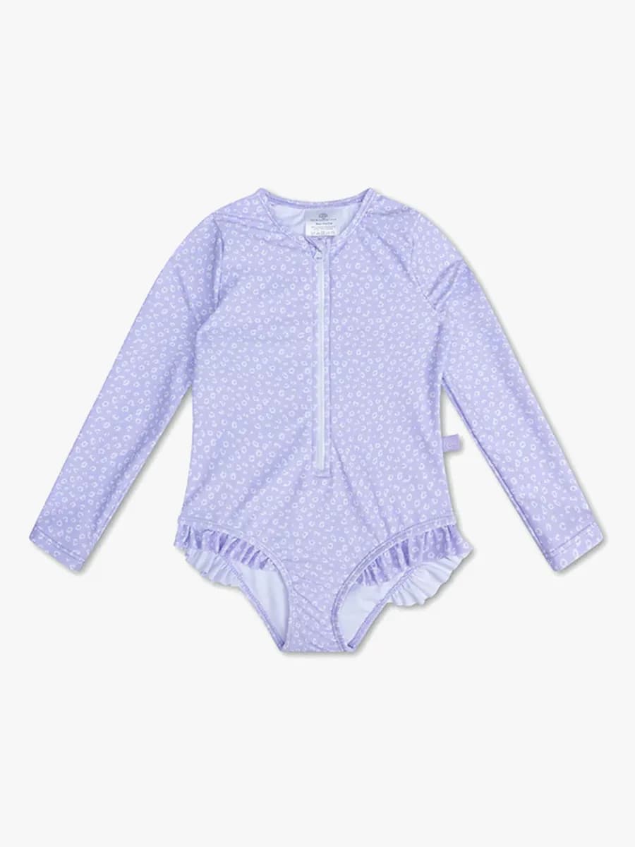 Swim Essentials  Långärmad UV-Dräkt, Lila Leopard, 134-140