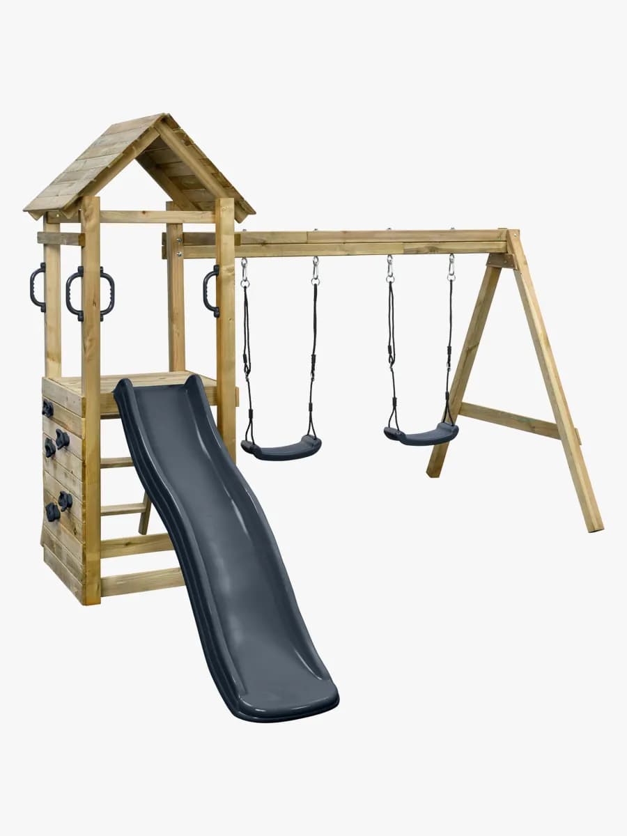 Swing King Maria Lekställning med Grå Rutschkana