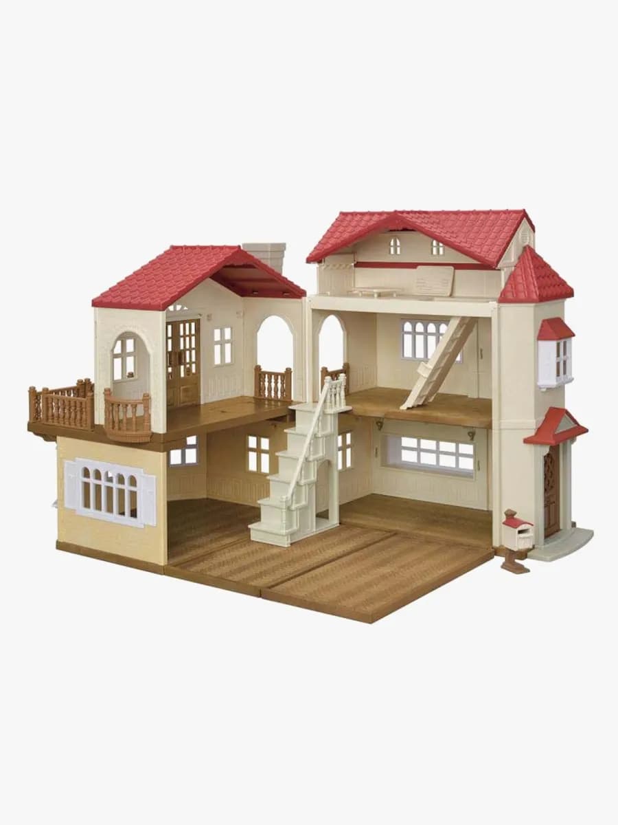 Sylvanian Families Red Roof Country Home Dockhus Hemligt Vindsrum