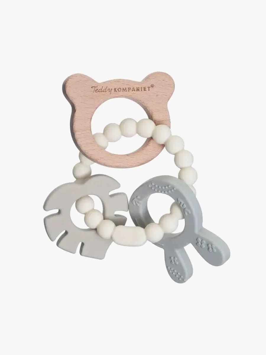 Teddykompaniet  Silikon &  trä Bitring, Creme