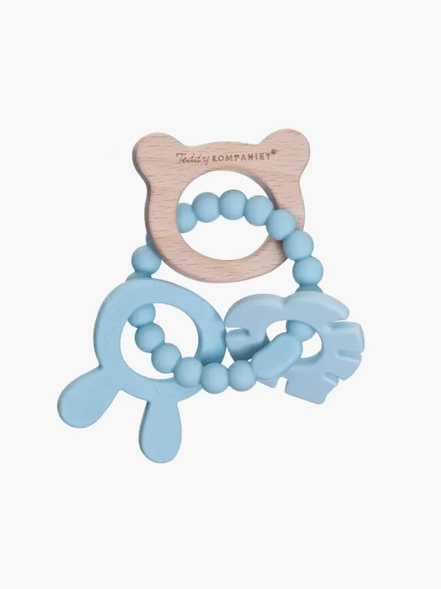Teddykompaniet  Silikon &  trä Bitring, Teal