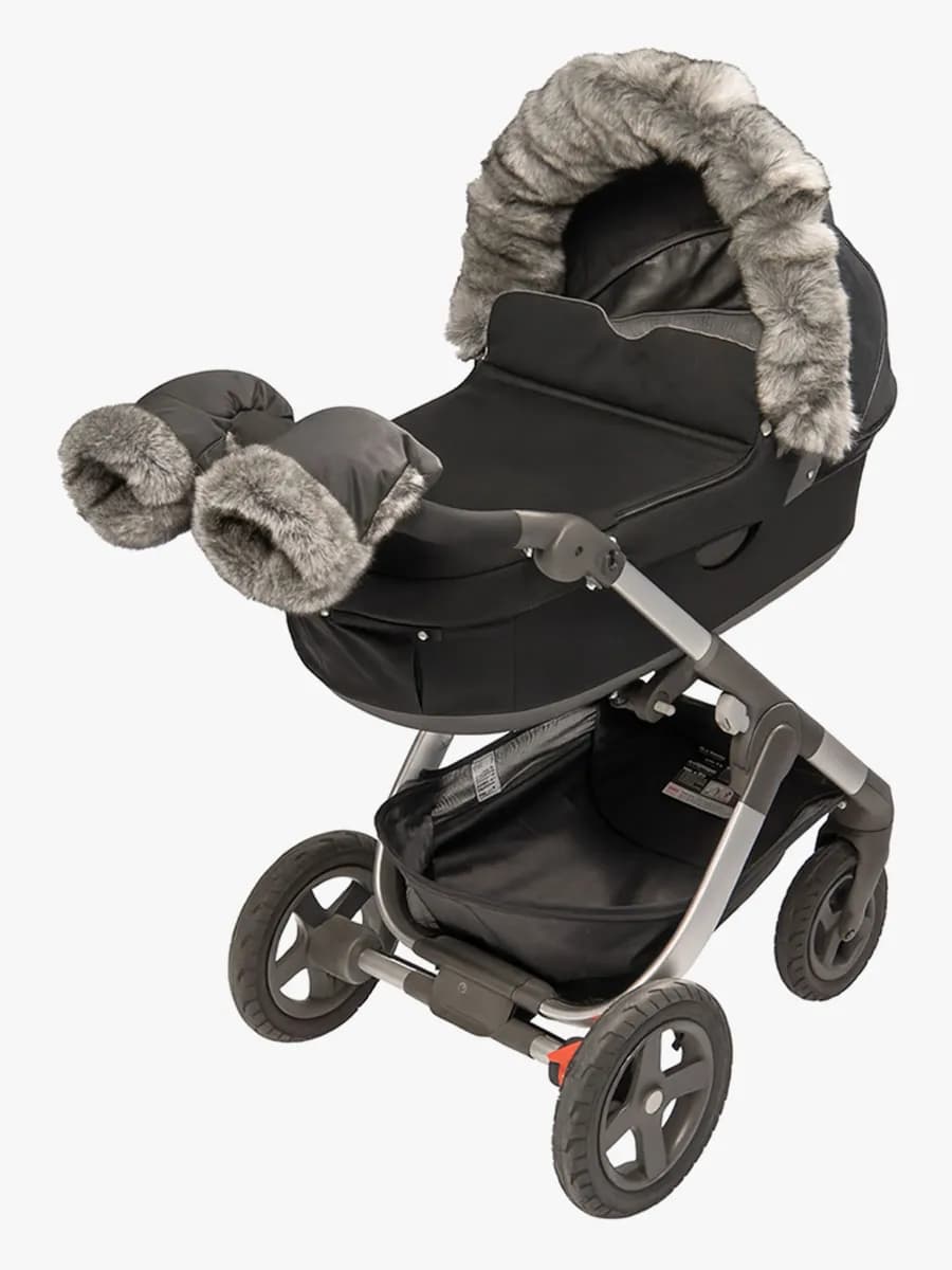 Tinkafu Barnvagnsvantar, Grey Faux Fur