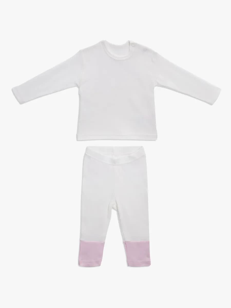 Tiny Treasure Emelie Tröja och Byxa med Rosett, Chalk Pink 56