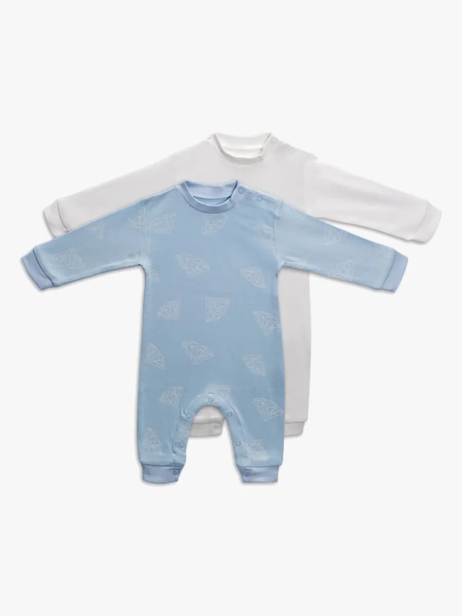 Tiny Treasure Maxime Jumpsuit 2-pack, Baby Blue 56