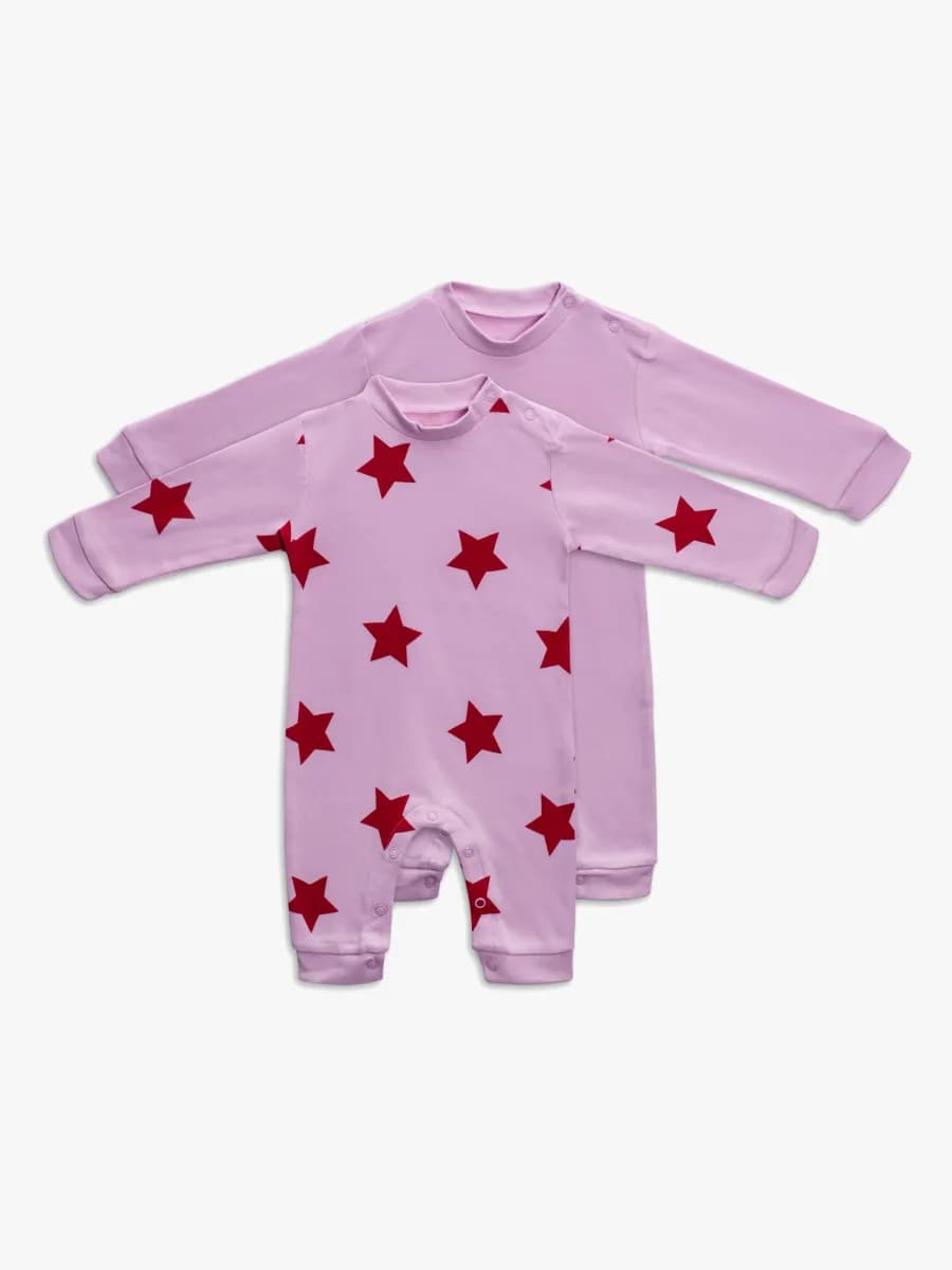 Tiny Treasure Maxime Jumpsuit 2-pack, Pink Lavender 56