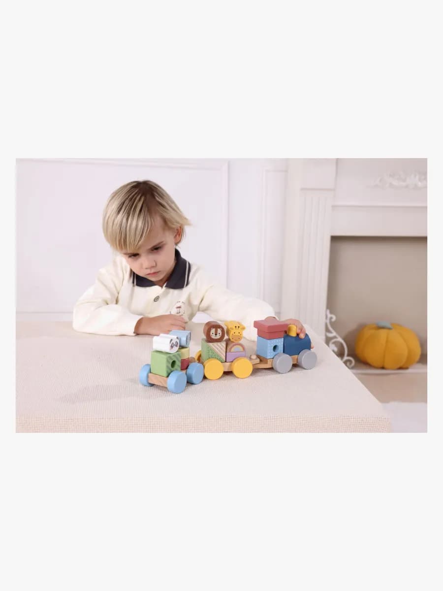 Tooky Toy Stapelleksak Tåg Djur