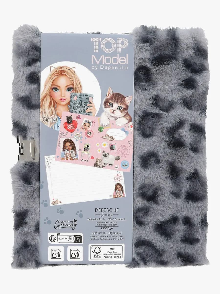 TOPModel Dagbok Fluffig med Hjärtlås, Grå