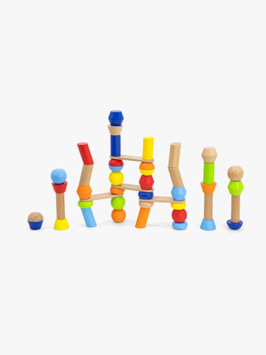 VIGA Träklossar Spel Bygga Torn