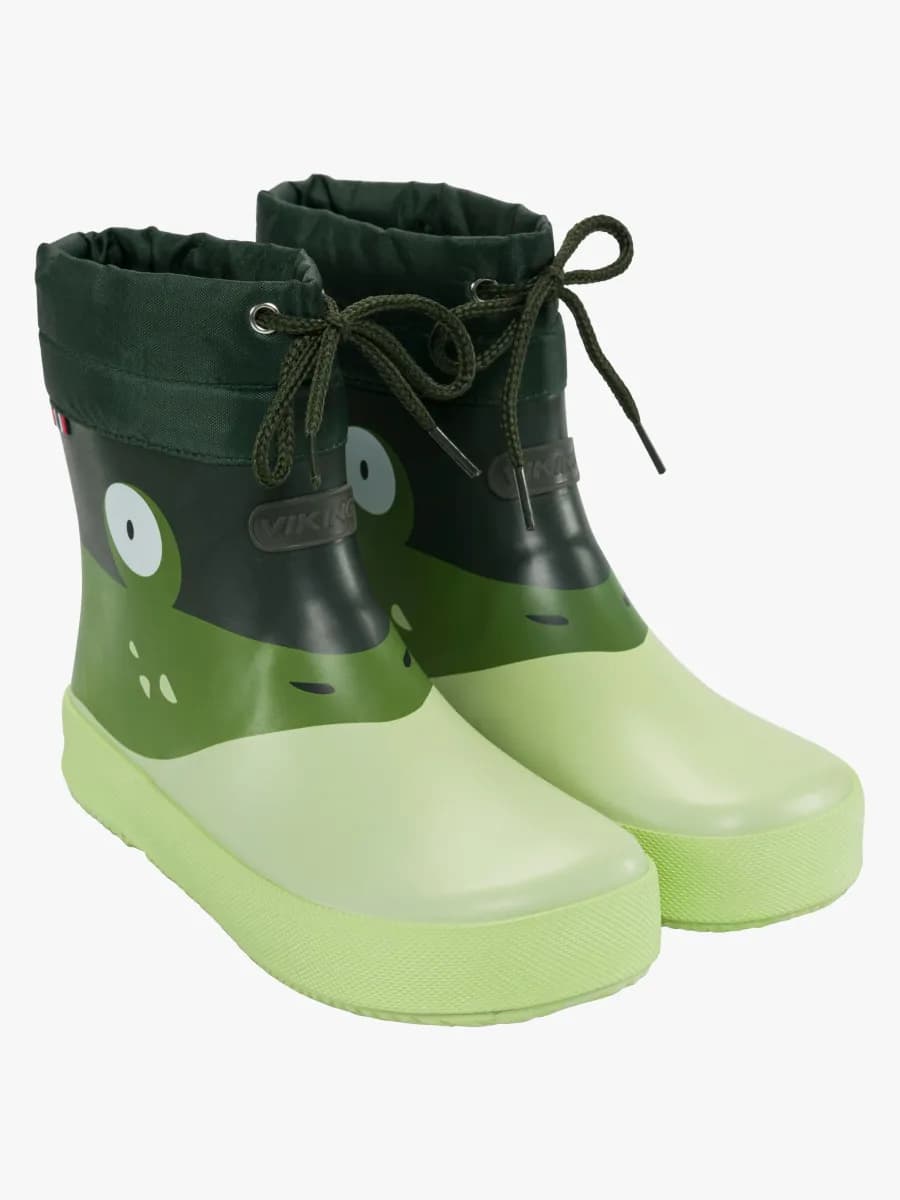 Viking Alv Paw Print Barefoot Gummistövlar, Light Green/Green, 21