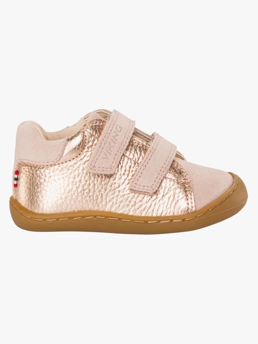 Viking Alv Rena Barefoot 2V Lära-gå-skor, Light Pink/Gold, 23