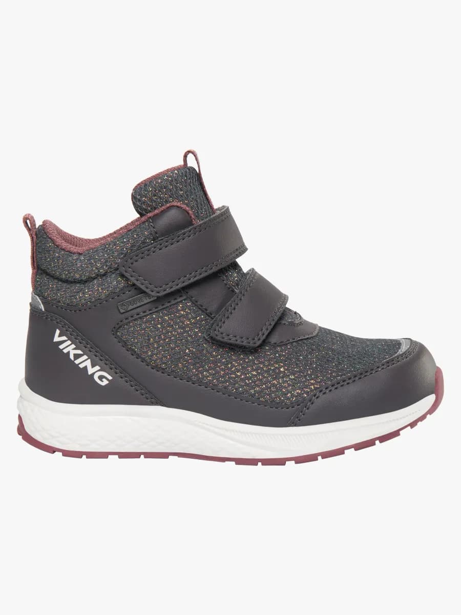 Viking Bouncy Glitter Mid 2V GTX Sneakers, Charcoal, 28