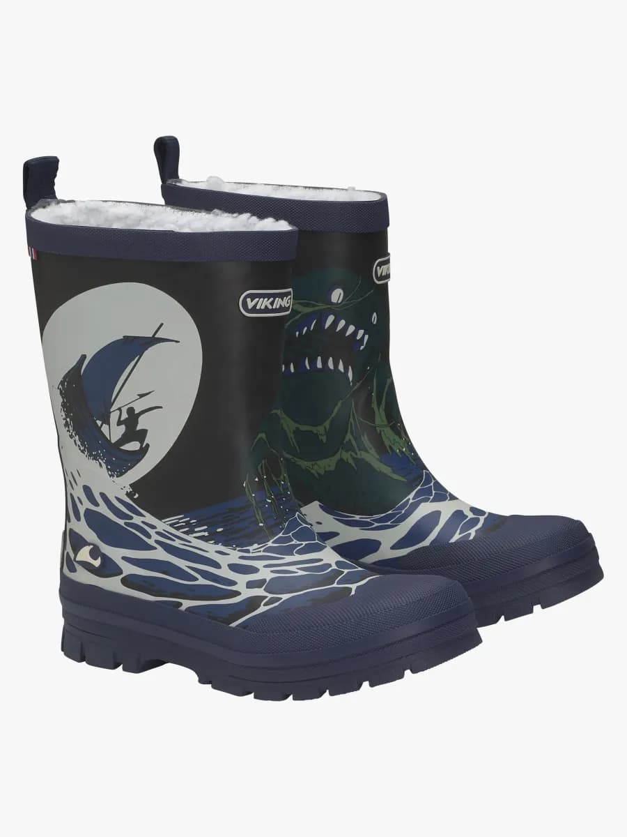 Viking Jolly Print Thermo Fodrade Gummistövlar, Blue/Multi, 25
