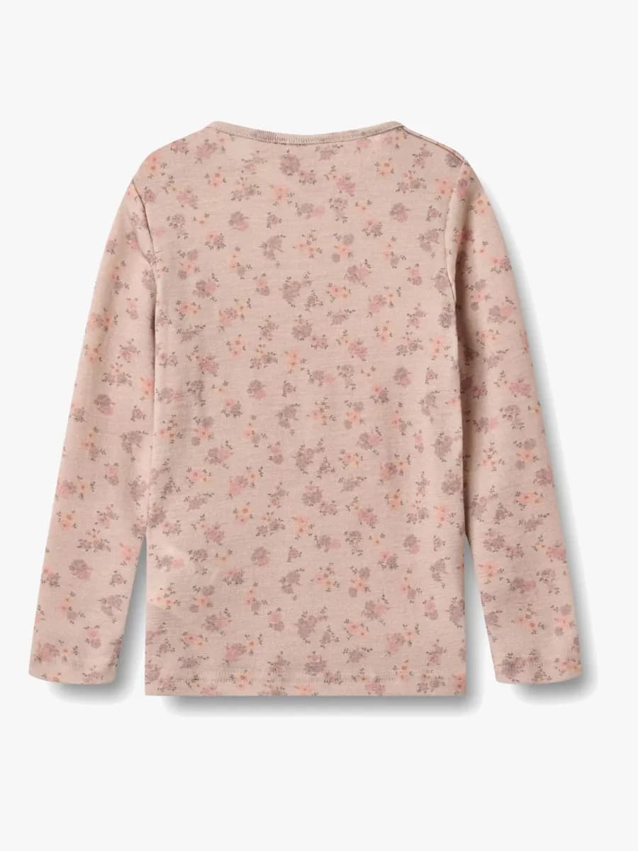 Wheat Alfie Långärmad Topp Merinoull, Lilac Flowers, 104