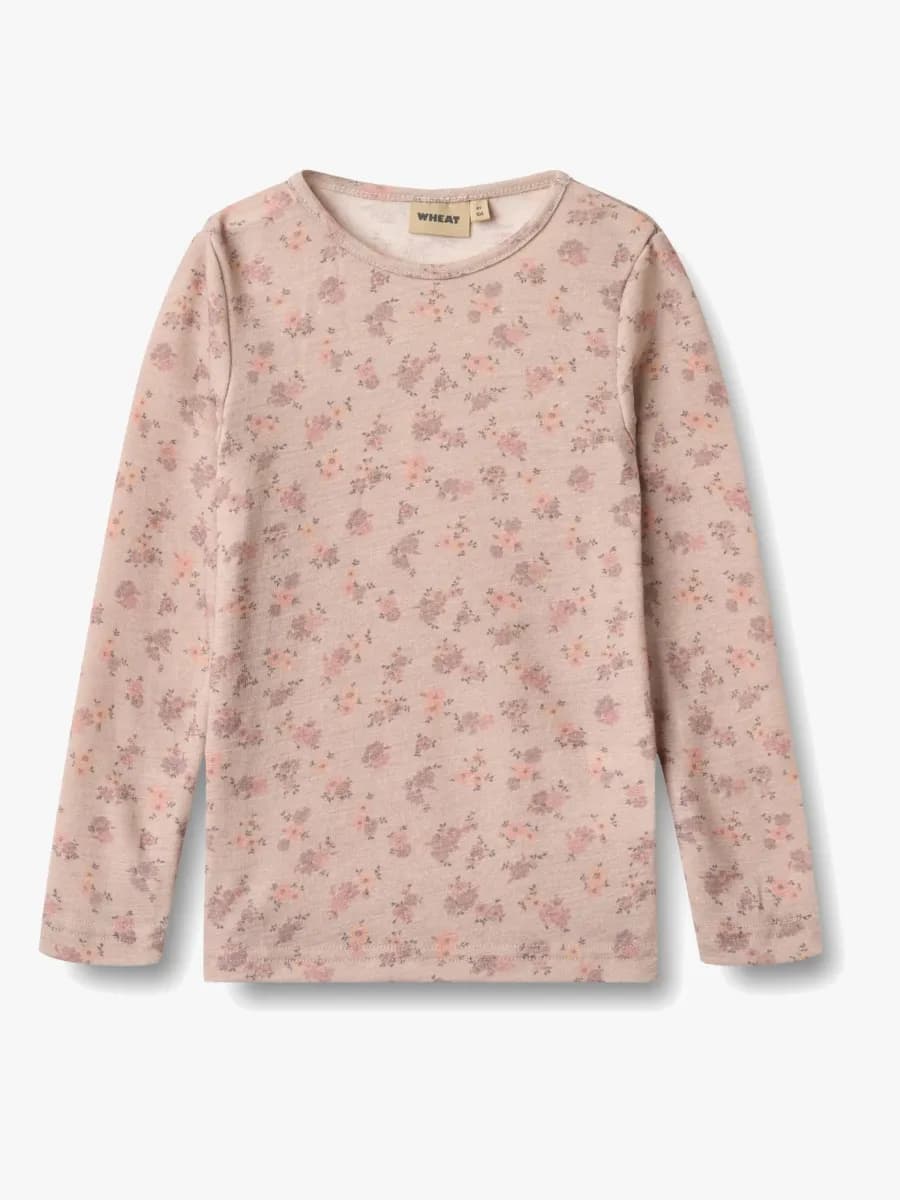 Wheat Alfie Långärmad Topp Merinoull, Lilac Flowers, 104